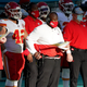Offensive coordinator Eric Bieniemy on the sidelines for the Chiefs.